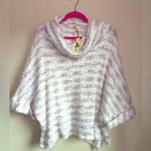 NWT Easel Anthropologie Eyelash Short Sleeve Oversized Striped Crop Sweater S